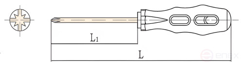 Pozidriv PZ screwdriver 2*100 mm (total 220mm) intrinsically safe alloy BeCu 264-1006, HORTZ