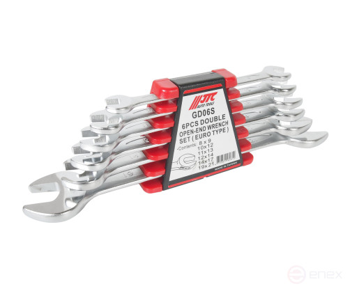 Набор ключей рожковых 8-21мм двухсторонних 6 предметов в кейсе JTC