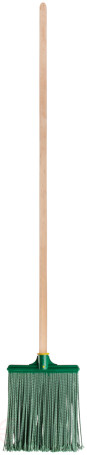 Метла пластиковая №1, плоская мягкая с деревянным черенком 260х330х1480 мм