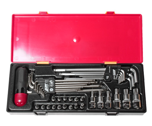 A set of TORX, HEX tools (keys, heads with nozzles) in a case of 40 JTC /1 items