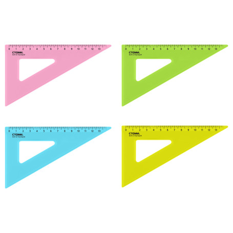 Triangle 30°, 13cm STAMM, plastic, transparent, neon colors, assorted