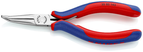 Long-pliers gripping for electronics, round sponges, head under 45°, L-145 mm, 2-k handles