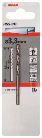 Metal drills HSS-Co , DIN 338 3.3 x 36 x 65 mm, 2608585844