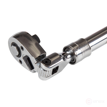 Трещотка 1/2, 350-490 мм, 72 зубца, флажковая с кнопкой, шарнирная, телескопическая МАСТАК 010-43719