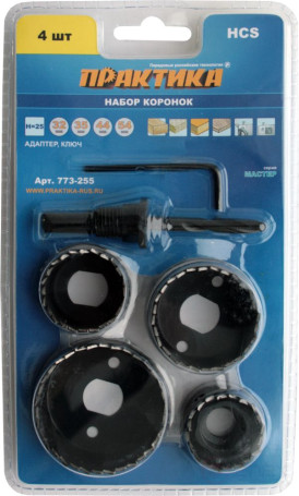 Set of HCS crowns PRACTICE 4 pcs 32, 35, 44, 54 mm + Adapter (773-255)