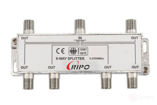 TV Ripo splitter (divider) in 6 directions for F connectors 5-2500 MHz