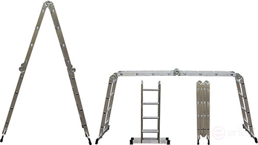 Aluminum transformer ladder, 4 sections x 3 steps, weight 10.4 kg