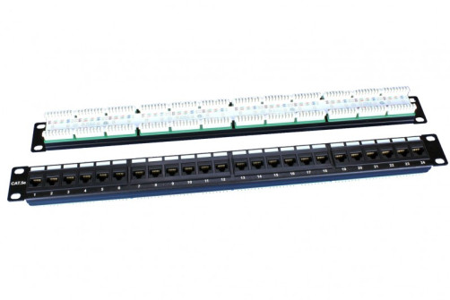 PP3-19-24-8P8C-C5E-110D Патч-панель 19", 1U, 24 порта RJ-45, категория 5e, Dual IDC, ROHS, цвет черный