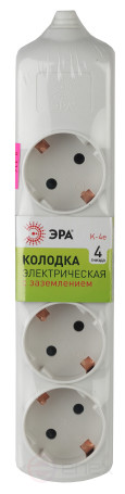 ERA K-4e block 4 sockets with earthing white