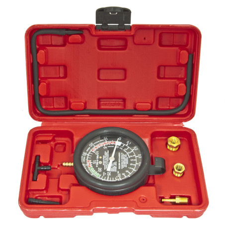 Тестер давления топлива и вакуума ER-86307 в наборе с резьбовыми адаптерами 9пр., в кейсе ЭВРИКА /1/20