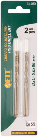 Metal drills HSS with the addition of cobalt 5% of the Pros in blister 5.0 mm ( 2 PCs.)