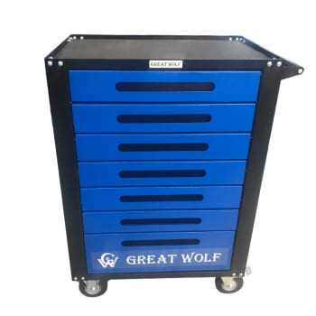 GWT-B7L tool cart (7 drawers, central locking, wheels with brake, blue)