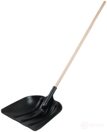 Plastic snow shovel, wooden handle 400x470x1600 mm