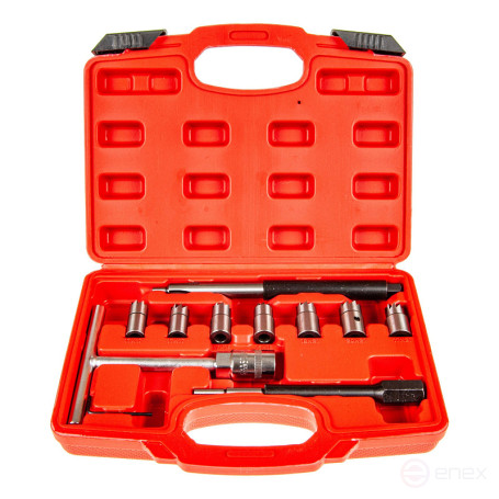 Набор фрез ER-86742 для чистки и восстановления посадочных мест дизельных форсунок 10пр (15х19,17х17,17х19,17х21,18х21,20х21мм) кейсе ЭВРИКА /1/10