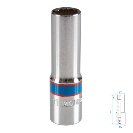 Головка торцевая глубокая двенадцатигранная 3/8", 11 мм KING TONY 323011M