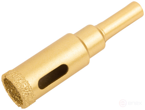 Коронка кольцевая по керамограниту, камню, кафелю и стеклу алмазная, вакуумное спекание 16х65 мм