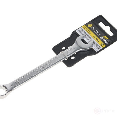 Ключ комбинированный 12мм ER-53121 (Chrome vanadium) на держателе PRO ЭВРИКА 1/20/400
