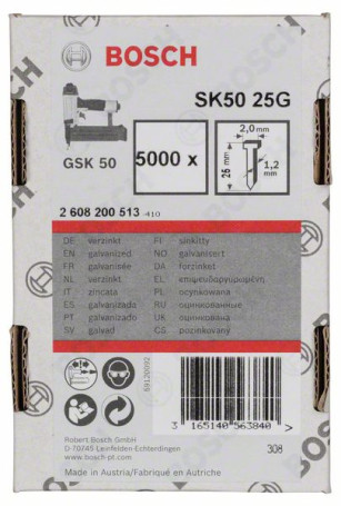 Штифт с потайной головкой SK50 25G 1,2 мм, 25 мм, оцинк.