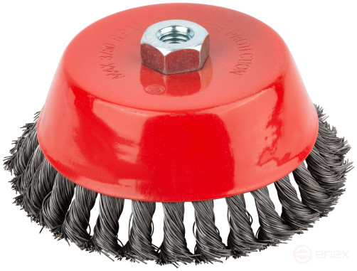 Корщетка чашечная, гайка М14, стальная витая проволока 150 мм