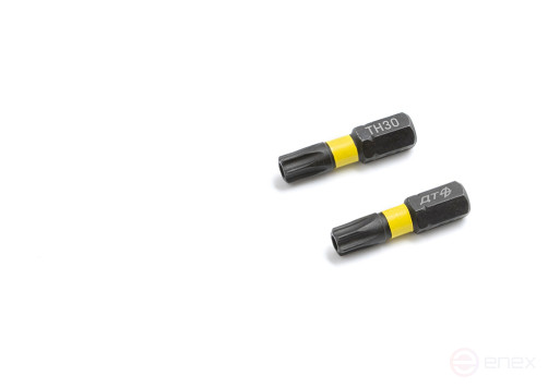 1/4" impact bit, T30 × 25 mm with hole, 2 pcs.