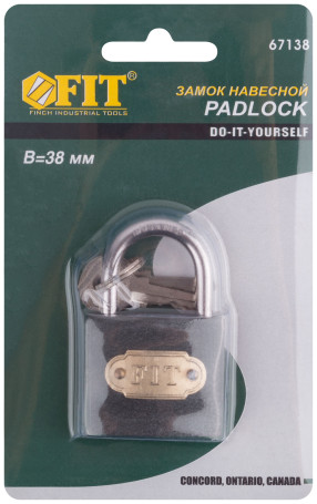 Padlock iron 38x32 mm, steel shackle 5.2 mm