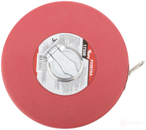 Рулетка, фибергласовая лента, красный пластиковый корпус 30 м