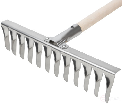 Грабли, витой зуб, нержавеющая сталь, 12 зубьев, с деревянным черенком