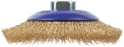 Щетка для УШМ, М14, тип "Тарелка", латун. витая проволока 0,3 мм, 115 мм, блистер, CUTOP Profi