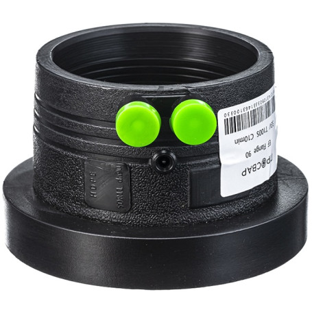 The sleeve for the flange is electro-welded, 90 mm welded, PE 100 SDR 11