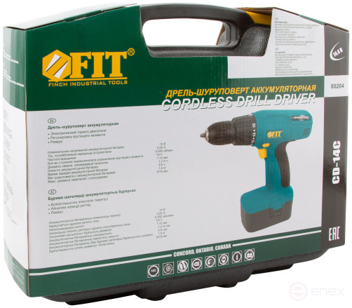 Drill-Screwdriver acc. 14.4 V; 0-550 rpm; 10.5 Nm; 2 (Ni-Cd) 1.2 Ah; 3-5 h.; res. tilt; case