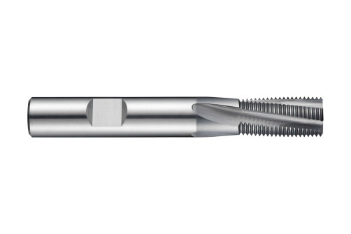 A milling cutter for threading with a spiral angle of 10° with coolant supply Ø 8 UNF 7/16". 1/2"
