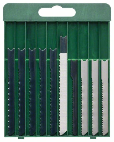 Set of 10 saw blades with U-shaped shank UE 11 C (3x); UE 11 H (2x); UE 18 E (2x); UE 19 BO; UE 101 B; UE 18 B