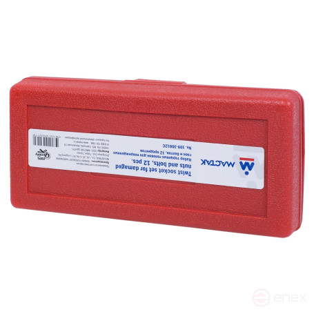 Набор торцевых головок для поврежденных гаек и болтов, 8-21 мм, кейс, кейс, 12 предметов МАСТАК 109-30012C