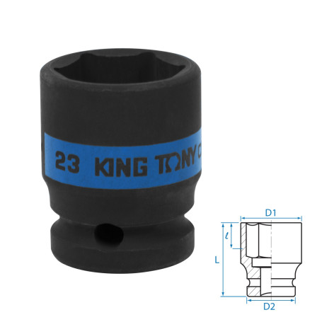Головка торцевая ударная шестигранная 1/2", 23 мм KING TONY 453523M