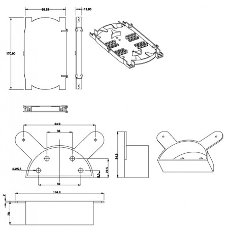 FO-SPL-1U-KIT FO-19BX Welding box Kit (splice box): splice plate and organizers for cable, for boxes, for 24 CDZS (12 CDZS for 40 mm and 12 CDZS for 60 mm)