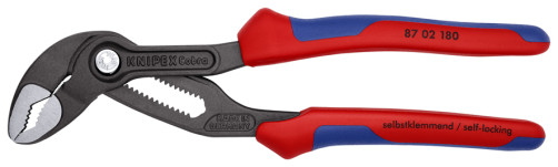 KNIPEX COBRA® adjustable pliers with lock, 42 mm (1 1/2"), turnkey 36 mm, L-180 mm, gray, 2-k handles