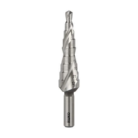 Step drill HSS CBN ground with spiral groove and sharpening of the tip Ø 4,0 - 12,00 TiN, 101050-9T