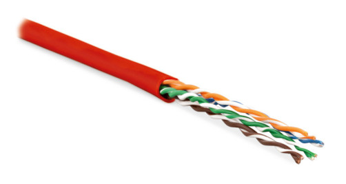 UUTP4-C6-P24-NCR-IN-PVC-RD-100 (100 m) Twisted pair cable, unshielded U/UTP, category 6, 4 pairs (24 AWG), stranded (path), without separator, PVC, ng(A)-HF, -5°C–+60°C, red