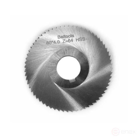 Slotted milling cutter 80x4x22 Z=64 type 1 with hub and shaft HSS GOST 2679-93 Beltools