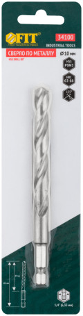 Drill HSS metal,polished, U-shank at bat, the Indian packing 10.0 mm