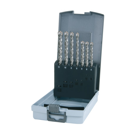 Набор cверл ударных по бетону SDS-plus в пластиковом кейсе, 7 предметов