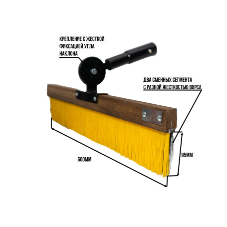 Щетка для браширования под ручку комбинированная 600 мм, Серия ПРОФИ