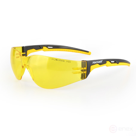 Очки защитные открытые О15 HAMMER ACTIVE Strong Glass (2-1,2 PC) с желтым (янтарным) светофильтром