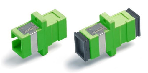 FA-P11Z-SC/SC-N/BK-GN Оптический проходной адаптер SC-SC, SM, simplex, корпус пластиковый, зеленый, черные колпачки