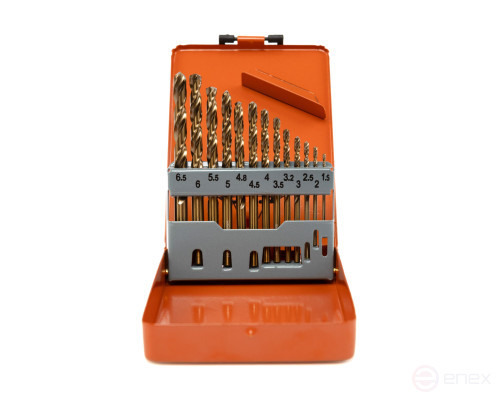 Drill set 1.5-6.5 13 pieces R6M5K5 (HSS-Co5) metal case HORTZ