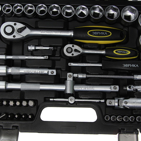 Набор инструмента ER-80082 1/4"&1/2"DR 6-гранный 82 предмета ЭВРИКА 1/3