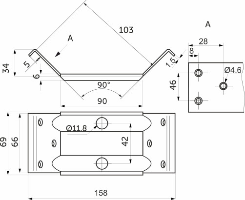 Стяжка для столов IV белый цинк AKS
