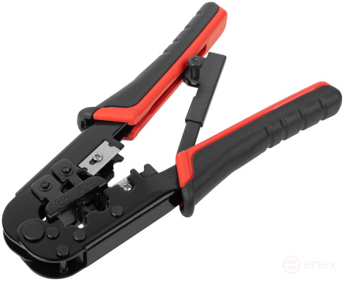 Crimper for crimping RJ11, RJ12, RJ45 connectors, rubberized handles 190 mm