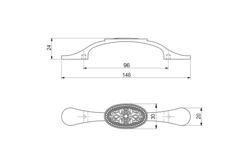 Handle meb. bracket met. EMPRESS 96 old gold AKS