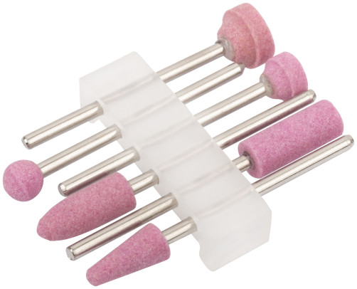 Шарошки для шлифовки изделий из стали и цветных металлов, алюминий-оксидные, мини, набор 6 шт.